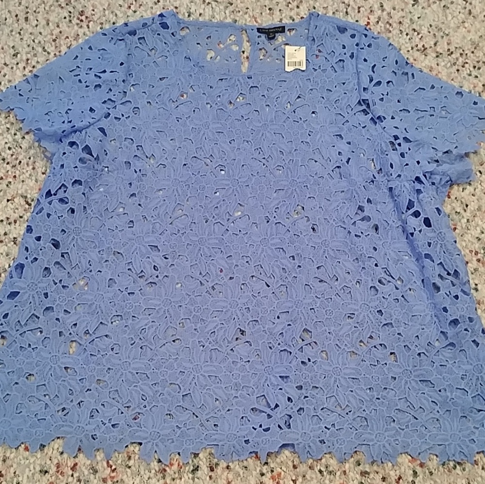 Lane Bryant Light Blue Lace Detail Top-18